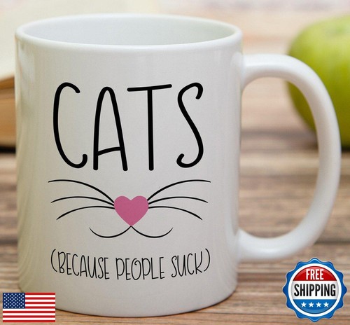 Retreez Funny Mug - Cats Because People Suck Cat Lovers 11 Oz Ceramic Coffee - Picture 3 of 5