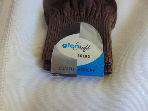 NOS VTG 40s Glen Craft Socks Brown Rayon Ribbed Socks in Store box sz 11.5 - Picture 7 of 12