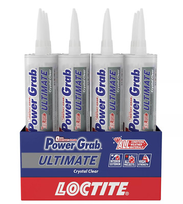 Power Grab Ultimate Crystal Clear Adhesive - 12 Pack, 9 Fl Oz Cartridges