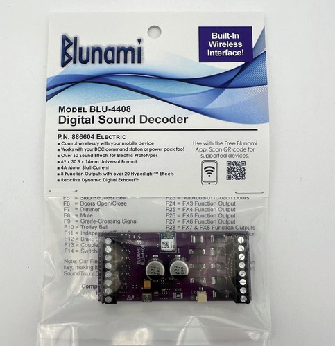 Soundtraxx 886604 Blunami BLU-4408 Digital Sound Decoder, Electric Sound Profile - Picture 1 of 4