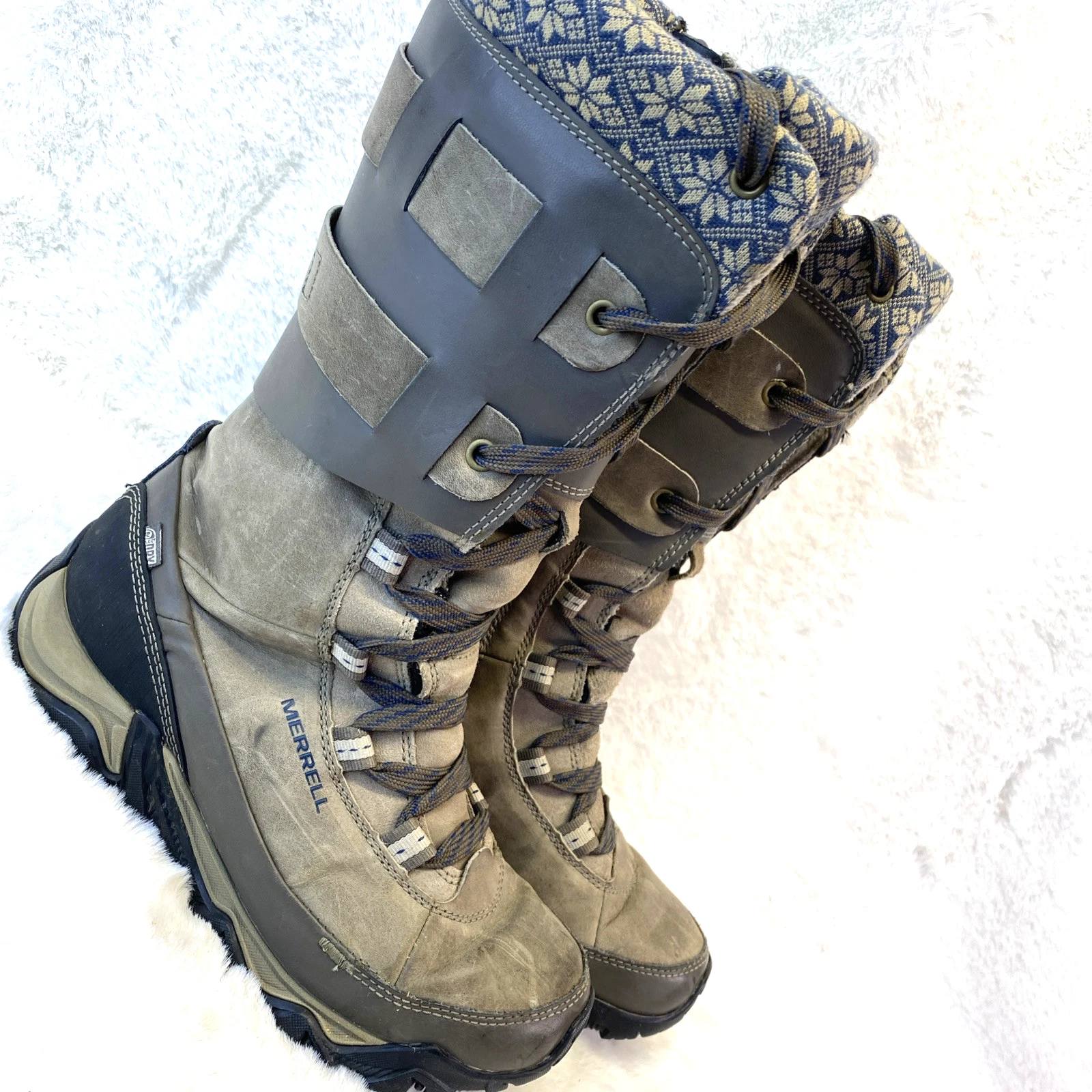 merrell tall waterproof ice grip insulated lace up zip boots