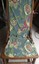 antique 1920 wood and wicker cane sewing rocking chair with cloth cover
