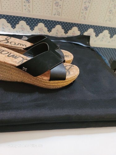 Sam Edelman Rora Leather & Suede Wedge Espadrille Sandals Black Size US 8 EUC - Picture 2 of 6