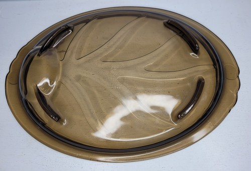 Vtg Pyrex Amber Glass Oval Footed Meat Platter # 815 Tree of Life 14.5" - Picture 2 of 6