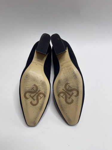 Classic Staccato elegant black Suede shoes size 36 Chunky Mid Heel Metal Detail - Picture 7 of 7