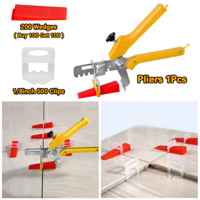 500PCS 1/8'' 3mm Clips Tile Leveling System Kit Floor Wall Spacer Tiling Tool Set