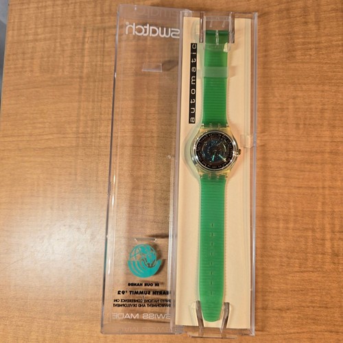 SWATCH watch Earth Summit 1992 IN OUR HANDS green automatic NEVER WORN - Picture 6 of 8