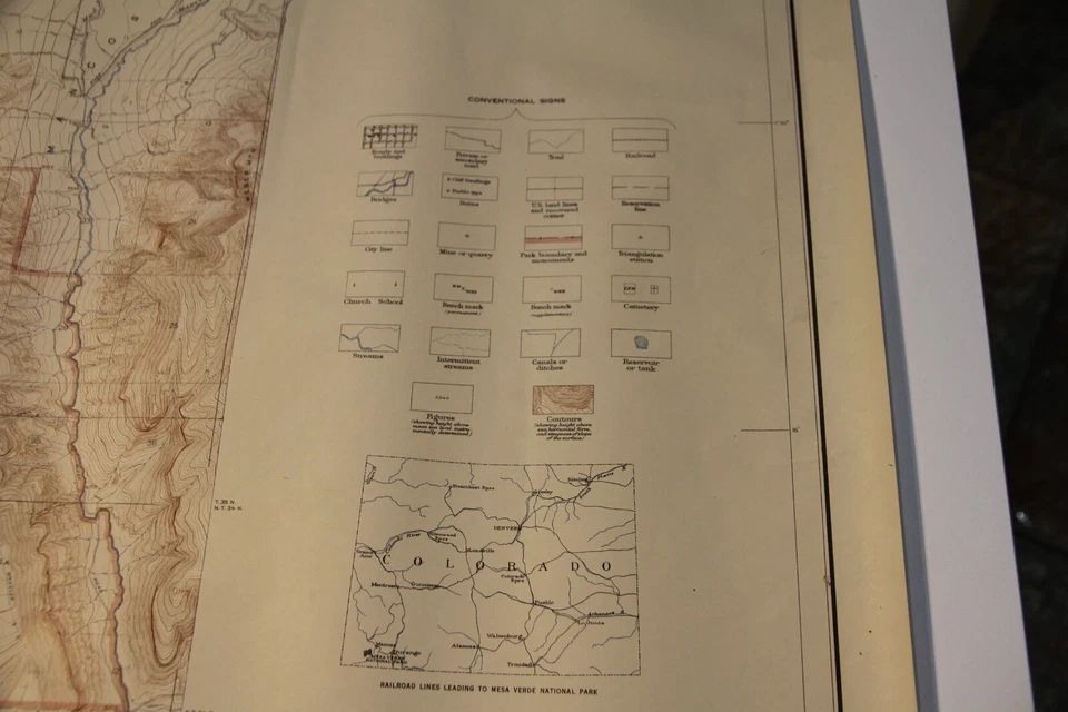 MESA VERDE NATIONAL PARK COLORADO - VINTAGE USGS TOPOGRAPHIC MAP 1948 - 45"x31" - Image 4 of 4