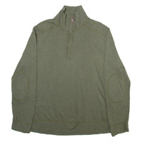 TOMMY HILFIGER Mens Jumper Green 1/4 Zip Tight Knit L