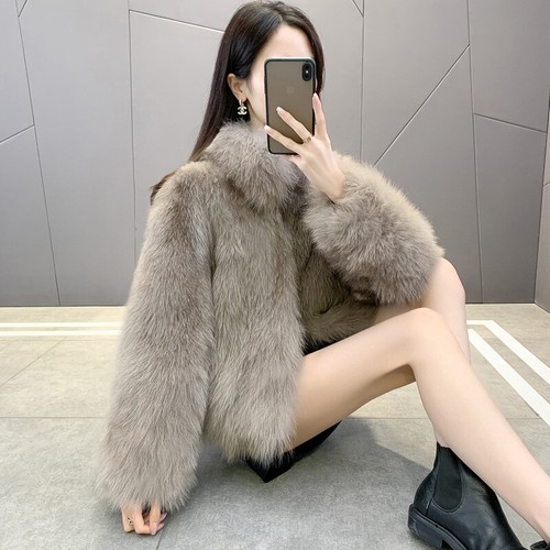New Winter Imitation Fox Fur Stand Up Collar Coat Women's Short Thick Fur Coat - Picture 2 of 26