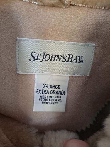 St John's Bay Faux Suede Button Up Hooded Winter Coat Size XL - Picture 3 of 7