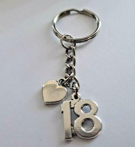 18th Keyring Heart Birthday Number Gift keychain Anniversary Key ring Charm - Picture 6 of 6