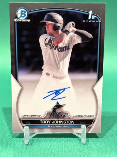 Troy Johnston 2023 Bowman Chrome Auto Autograph 1st First RC Miami Marlins