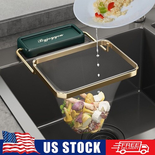Sink Filter Rack Kitchen Foldable Strainer Mesh Bag Stand Waste Garbage Shelf