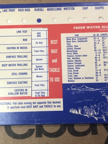 Guía de pesca Picam Fish-Mate 1961 para cebo y aparejos tabla de tarjetas deslizantes - Imagen 7 de 7
