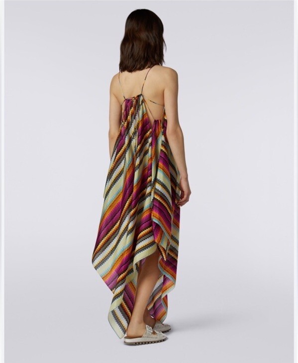 ワンピース MISSONI SS25 Cover up dress (MS25SQ1LBR012S SM9QN) Long one-shoulder cover-up dress in zig zag lamé viscose