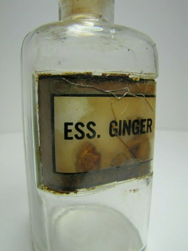 ESS GINGER Antique Reverse Glass Label Apothecary Drug Store Medicine Bottle - Picture 11 of 12