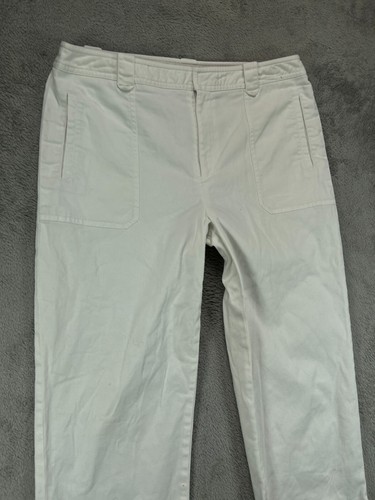 Womens 10 Pants Cropped White Rafaella Chino Flat Front Cuffed 32x22 Mid Rise - Picture 4 of 9