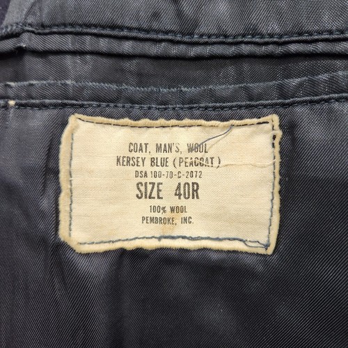 Vintage US Navy Pea Coat Mens 40R Wool Kersey Blue Pembroke Issued Double Breast - Picture 11 of 16