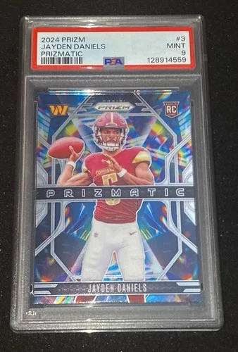 2024 Prizm JAYDEN DANIELS RC PSA 9 Prizmatic Commanders ￼