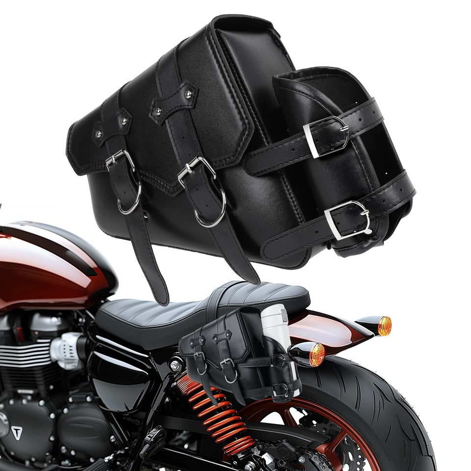 Bolsa de sillín negra para motocicleta bolsa de brazo oscilante lateral izquierdo para Honda Rebel 500 450 300 Foto 2 de 4