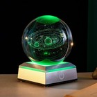 3D Solar System Crystal Ball 3.15" with LED Light Base Educational Space Gift