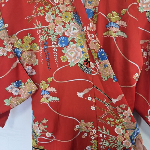 Vintage JOLI Kimono Japan Orange Floral Boho One Size Fits All Robe Cover Up - Picture 2 of 6
