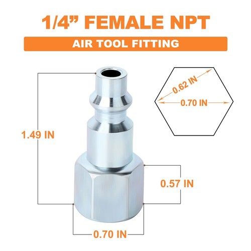 Spina Aria Industriale 1/4 Pollice NPT Femmina, Spine Pneumatiche 300PSI (Confezione da 10) - Foto 4 di 7