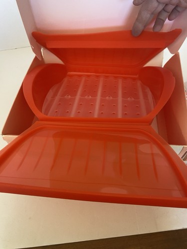 New LEKUE 1-2 Person Steam Case w Draining Tray & 2 Bonus Cookbooks in Orange - Picture 11 of 15