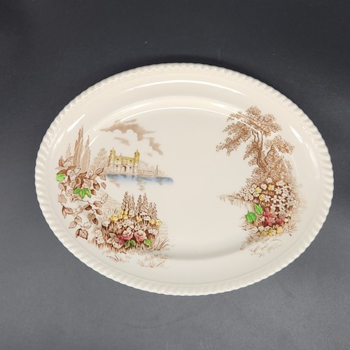 Vtg Johnson Bros Castle on the Lake 12.25 in. Oval Serving Platter England - Picture 8 of 17