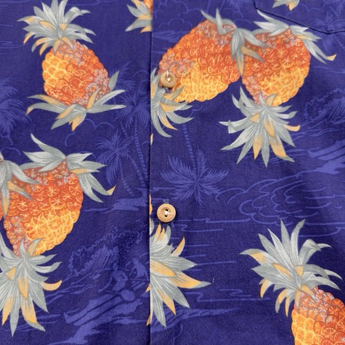 Vintage Mens L.L Bean Paradise Found Hawaiian Shirt Pineapple AOP Large - Picture 2 of 12