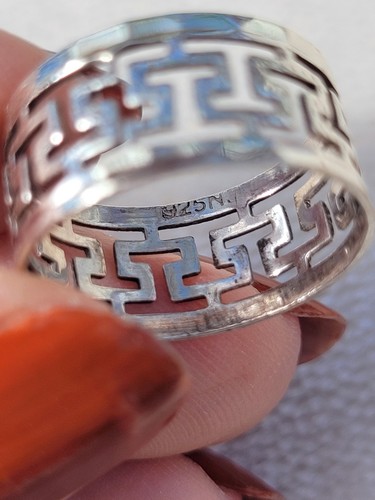 Vintage Sterling Silver Greek Maze Cutout Band Ring Size 6 - 第 5/7 張圖片