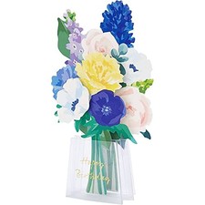 Sanrio Birthday Card Blue Flowers in a Clear Vase Greeting Card Ships Overseas
