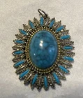 Turquoise Necklace Pendent No Chain Boho Hippie Jewelry Costume Vtg Jewelry