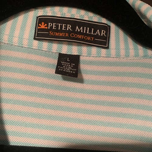 Peter Millar Sommer Komfort Poloshirt Herren große grüne Streifen Golf Performance - Bild 2 von 4
