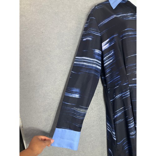 Banana Republic Women's Dress Size 12 Black Blue Abstract Long Sleeve Career - Picture 6 of 15