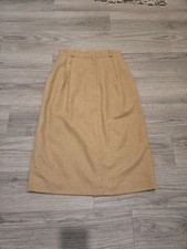 Vintage Stefanie tan polyester  wool pleated pencil skirt