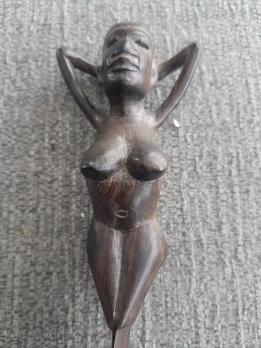 African Tribal Art Hand Carved Nude Letter Opener Ebonised Wood African Art - Picture 3 of 6