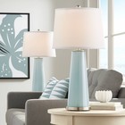 Leo Modern Table Lamps 29 1/2" Tall Set of 2 Aqua Sphere Glass for Bedroom House
