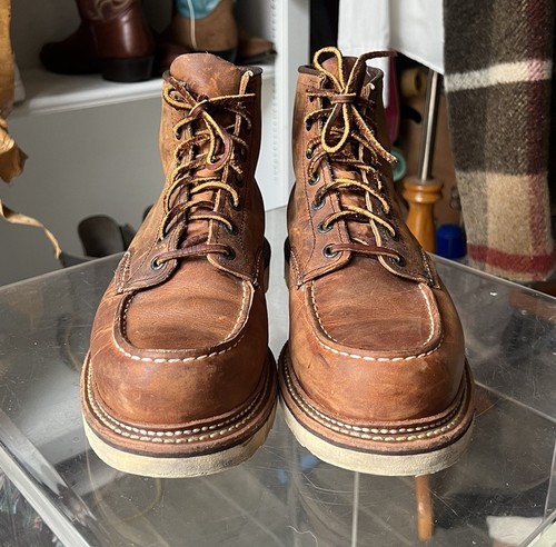 Red Wing Mens 9 D 1907 Copper Rough Tough Brown Moc Toe Boots USA - 第 2/9 張圖片