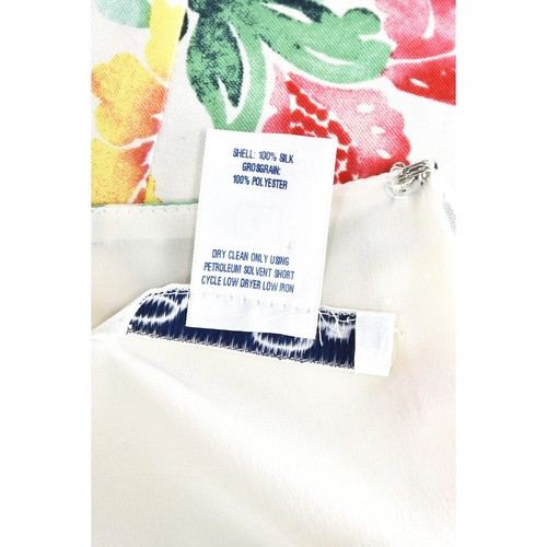 OSCAR DE LA RENTA 2011 Ivory Silk Faille Sheath Dress with Colorful Flowers SZ 8 - Picture 9 of 9