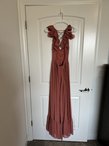 Lulus Soirée Celebration Rose Color lace up dress Size Small - Picture 4 of 8