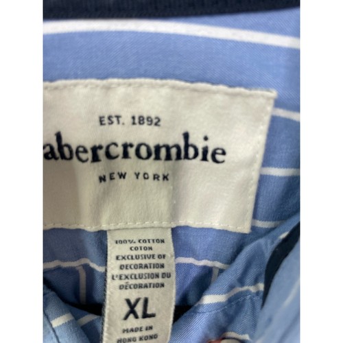Abercrombie & Fitch Striped Long Sleeve Button-Up Shirt Blue Youth Boys Size XL - Picture 5 of 9