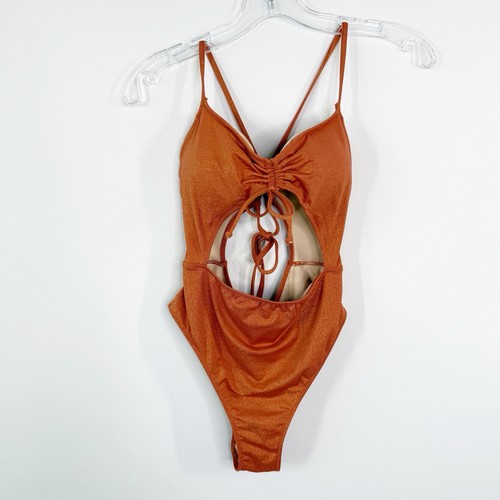 Victoria's Secret Sparkly Burnt Orange One Piece Size S Cutout Beach Pool Summer - 第 1/7 張圖片