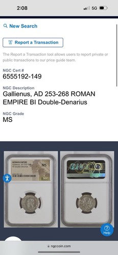 Roman Empire. Gallienus, AD 253-268. Silver BI Double Denarious. NGC MS - Picture 3 of 3