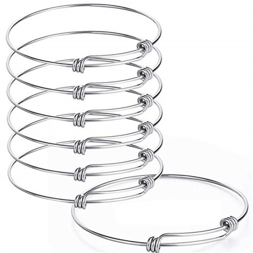 7 Stück Verstellbares Schieber Armband Edelstahl Draht Ring Armreif - Bild 7 von 12