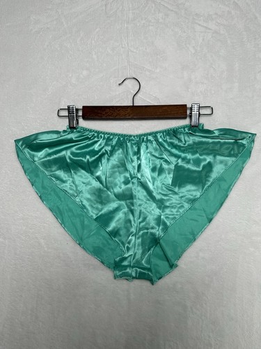 VTG Victorias Secret Gold Label Aqua Satin Cami High Cut Shorts Sleep Set Size M - Picture 7 of 18