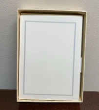 Kid Finish Ecru Blue Line Bordered Note Cards Notecards Crane Crane's Set of 7