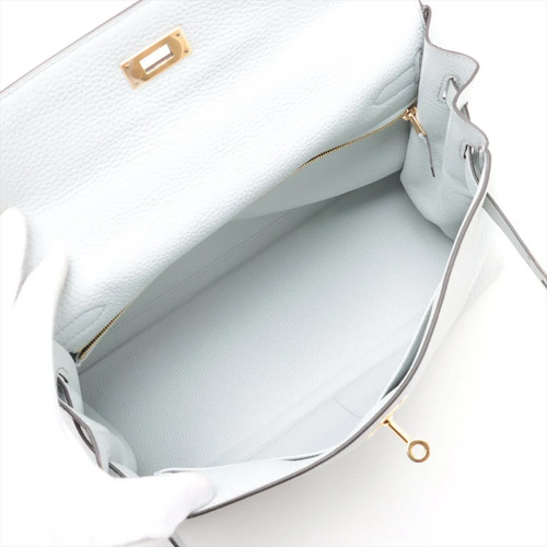 Hermès Kelly 32 Taurillon Clemence Bleu Brume Gold Metal Fittings Y: 2020 - Picture 8 of 16