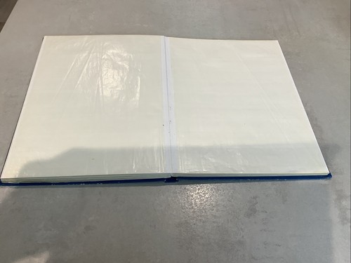 Empty blue 16 Double Page Inside White Pages Stock Book